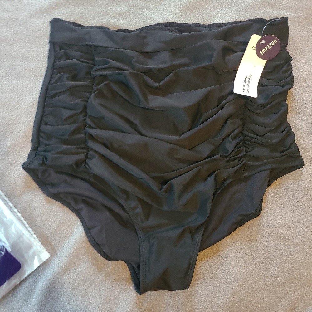 Empetua High Waisted Control Bikini Bottom Black 4XL Swimwear by Shapermint